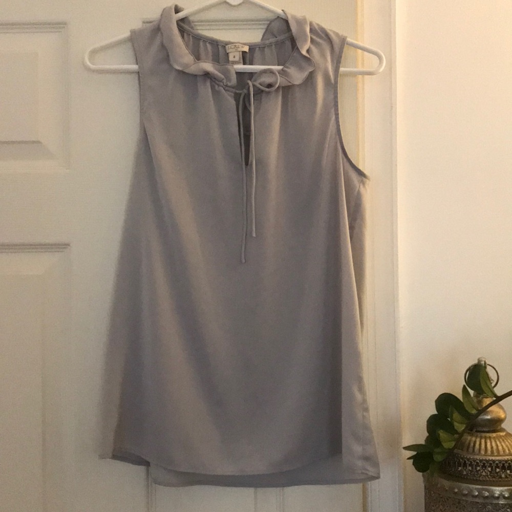 Grey ruffled tie top